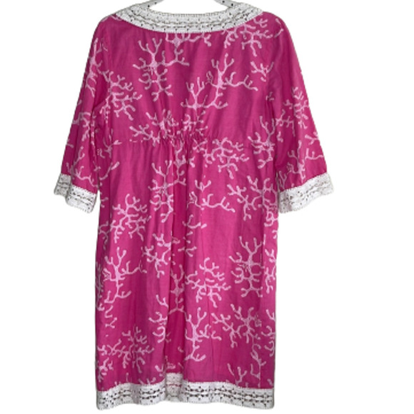 LILLY PULITZER SHERMAN CORAL PRINT ME CRAZY PINK AND WHITE LACE DRESS SIZE S - Picture 6 of 9